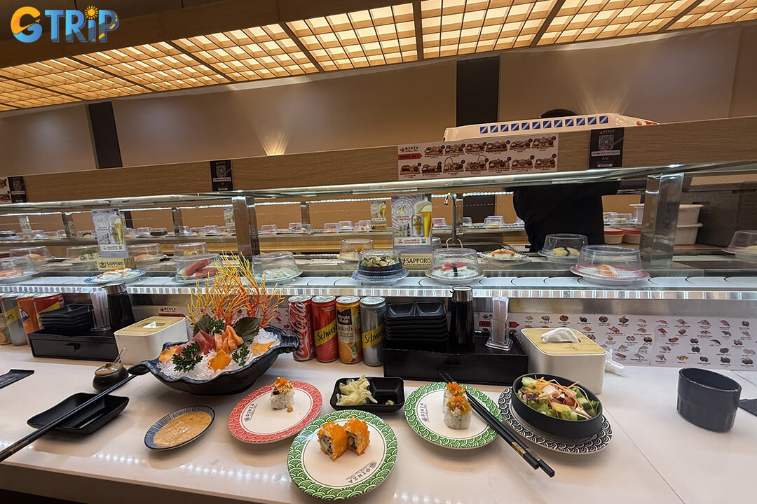 Ginza Sushi Express offers a fun and convenient conveyor belt dining experience, serving freshly prepared sushi and Japanese favorites in a vibrant yet relaxed setting