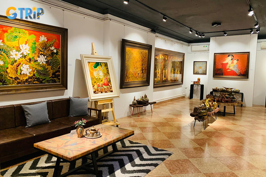 Nguyen Art Gallery near Hanoi’s Temple of Literature showcases vibrant oil and silk paintings of Vietnam, supporting both emerging and established artists