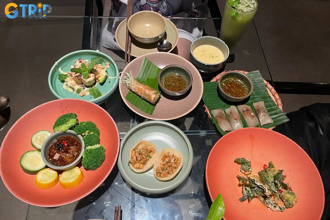 Sadhu is an upscale vegetarian restaurant in Hanoi, offering a refined buffet experience with authentic Vietnamese dishes in a serene, elegant setting