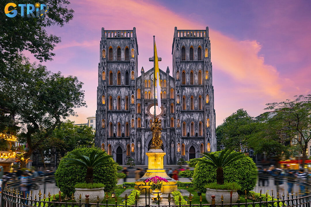 St. Joseph’s Cathedral, Hanoi’s oldest Roman Catholic church, is a Gothic Revival landmark famed for its twin bell towers and stunning stained-glass windows