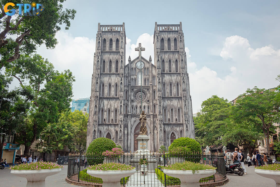 St. Joseph’s Cathedral, completed in 1886, is a neo-Gothic landmark with soaring spires and stained-glass windows, standing as Hanoi’s main Catholic cathedral