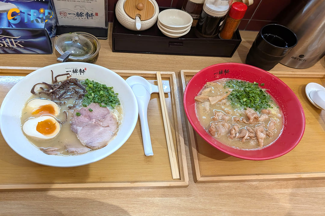 Tonkotsu Hakata Ittonken in Hanoi’s Japan Town serves authentic Hakata-style ramen with rich pork bone broth, firm noodles, and classic Japanese toppings