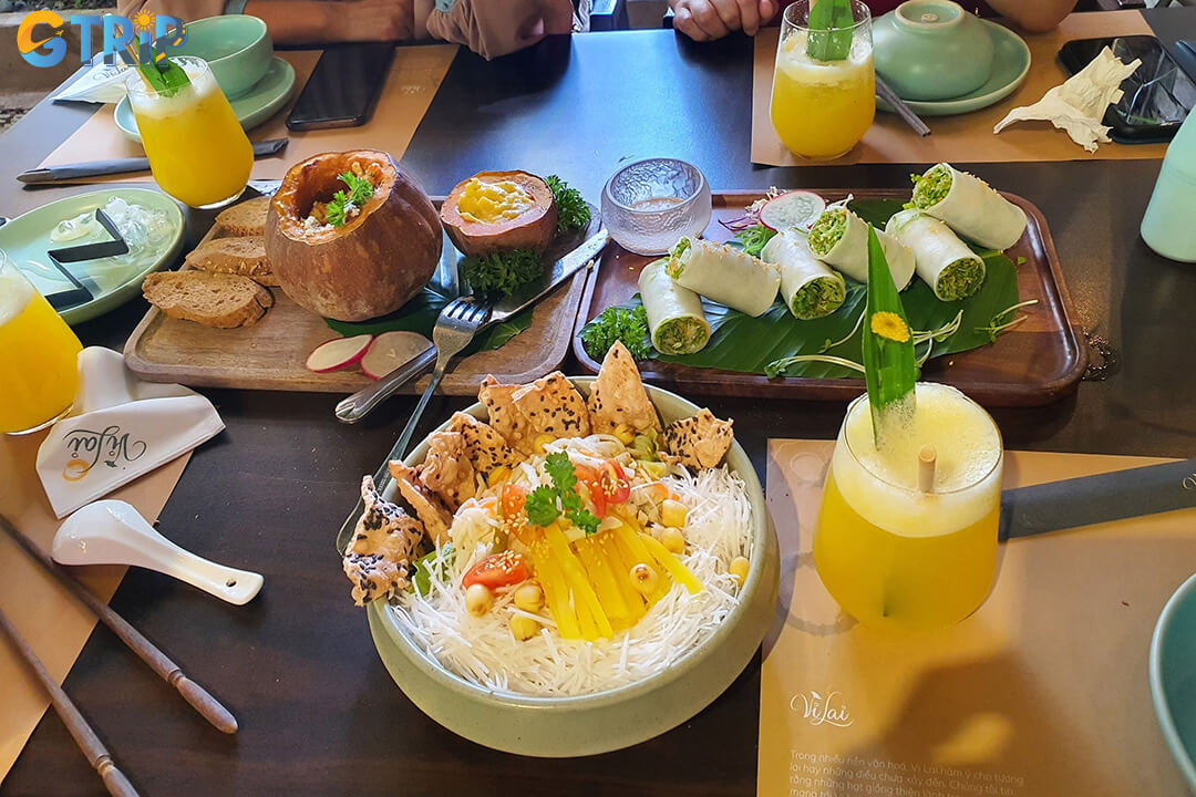 Vi Lai is a renowned multi-floor vegan restaurant in Hanoi, offering a themed, tranquil setting and a gourmet buffet perfect for special occasions