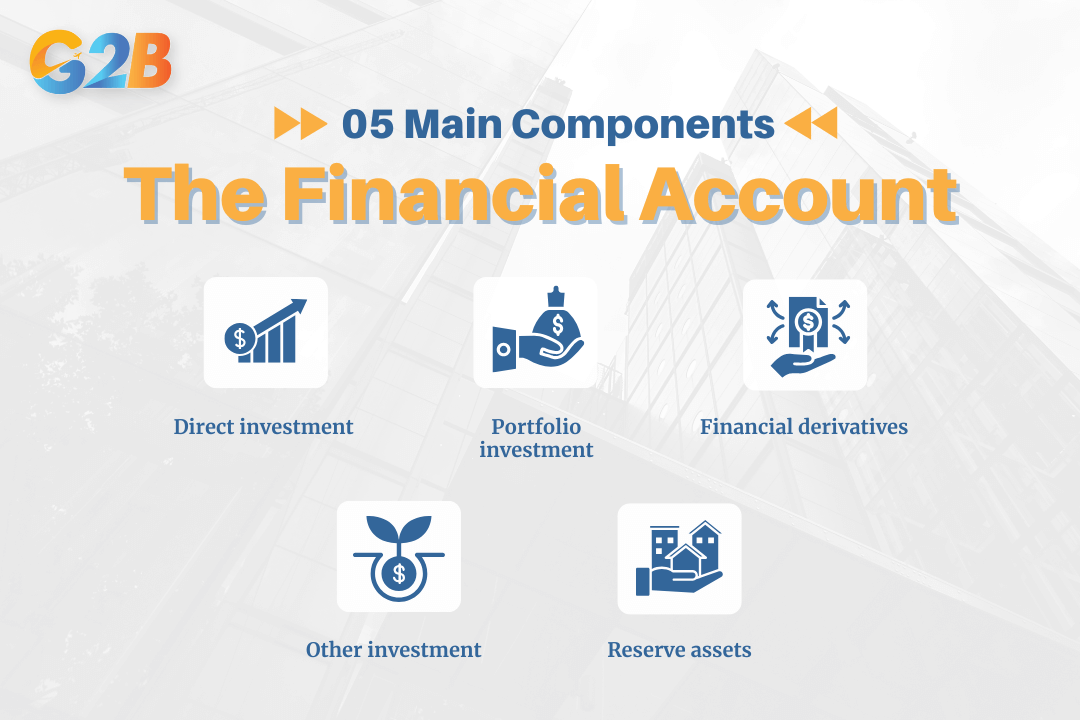 The financial account is broadly categorized into five main components