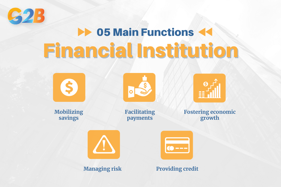 There are 5 main roles and functions of a financial institution in the economy