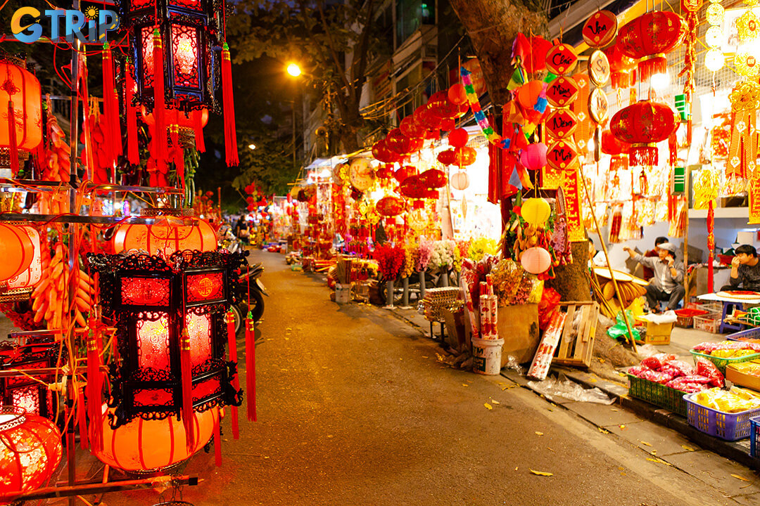 A festive hub in the Old Quarter, Hang Ma Street bursts with seasonal decorations and glowing lanterns, offering a colorful glimpse into Hanoi’s celebration culture