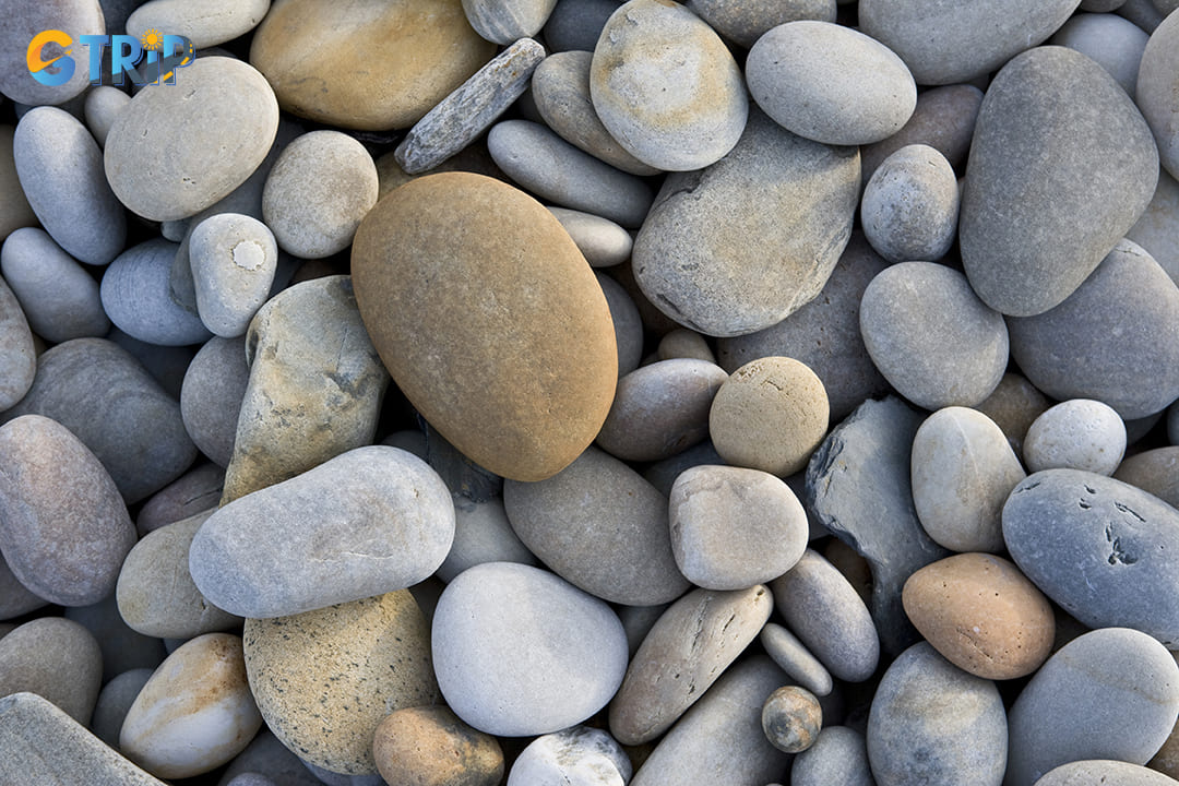 A unique Round Stone Beach with several oval and round stones