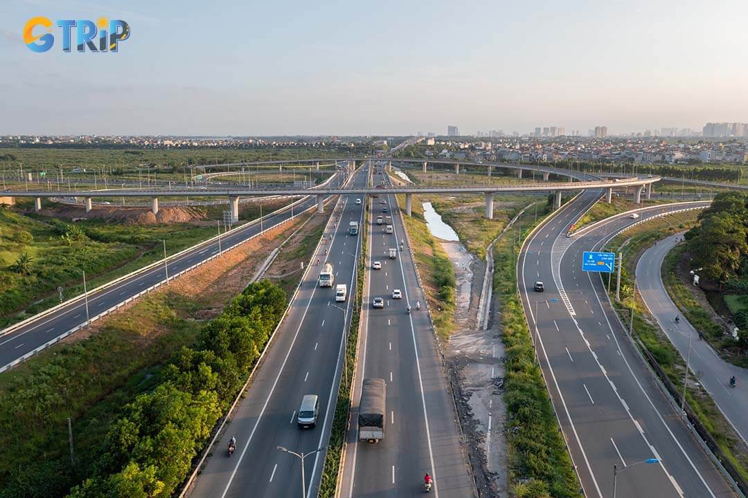 Aerial view of hanoi haiphong highway 5B in Long Bien