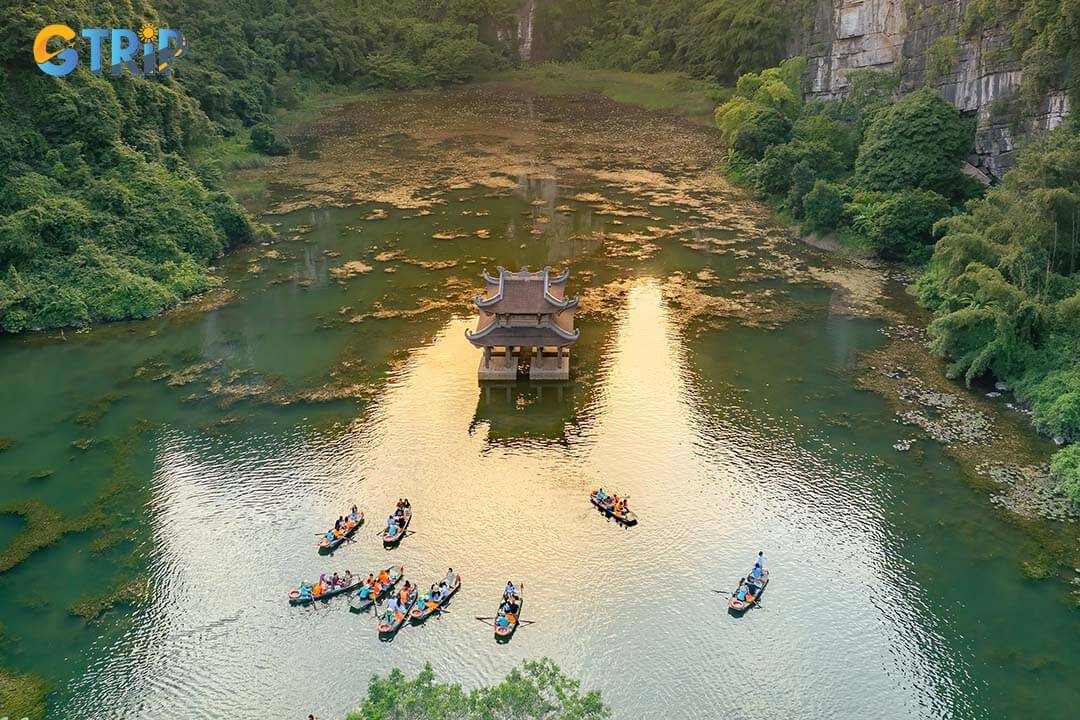 Aerial view of natural scenery at Trang An Landscape Complex