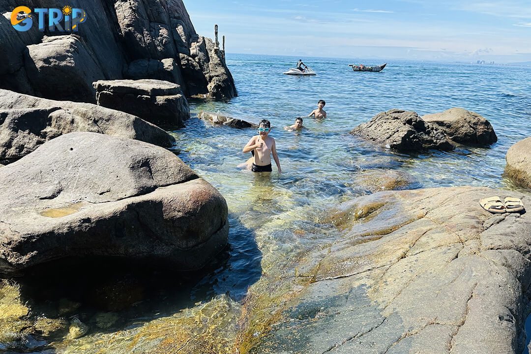 After the short forest hike, Ghenh Bang rewards you with crystal-clear, calm waters and natural rock pools perfect for a safe, refreshing swim surrounded by pristine nature