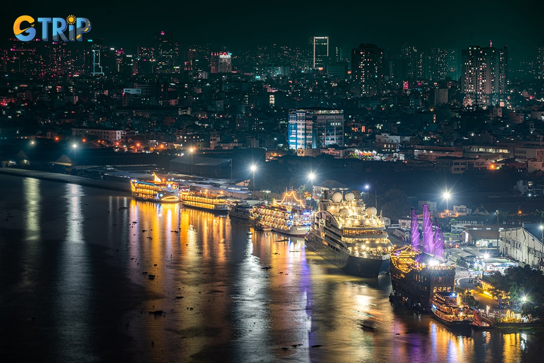 A series of cruise ships lined up to welcome visitors on board