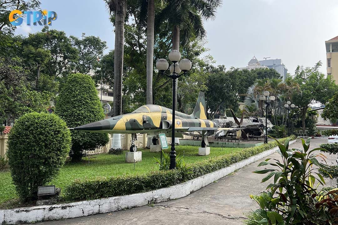 At the museum entrance, an impressive outdoor display of military hardware sets the tone for your visit