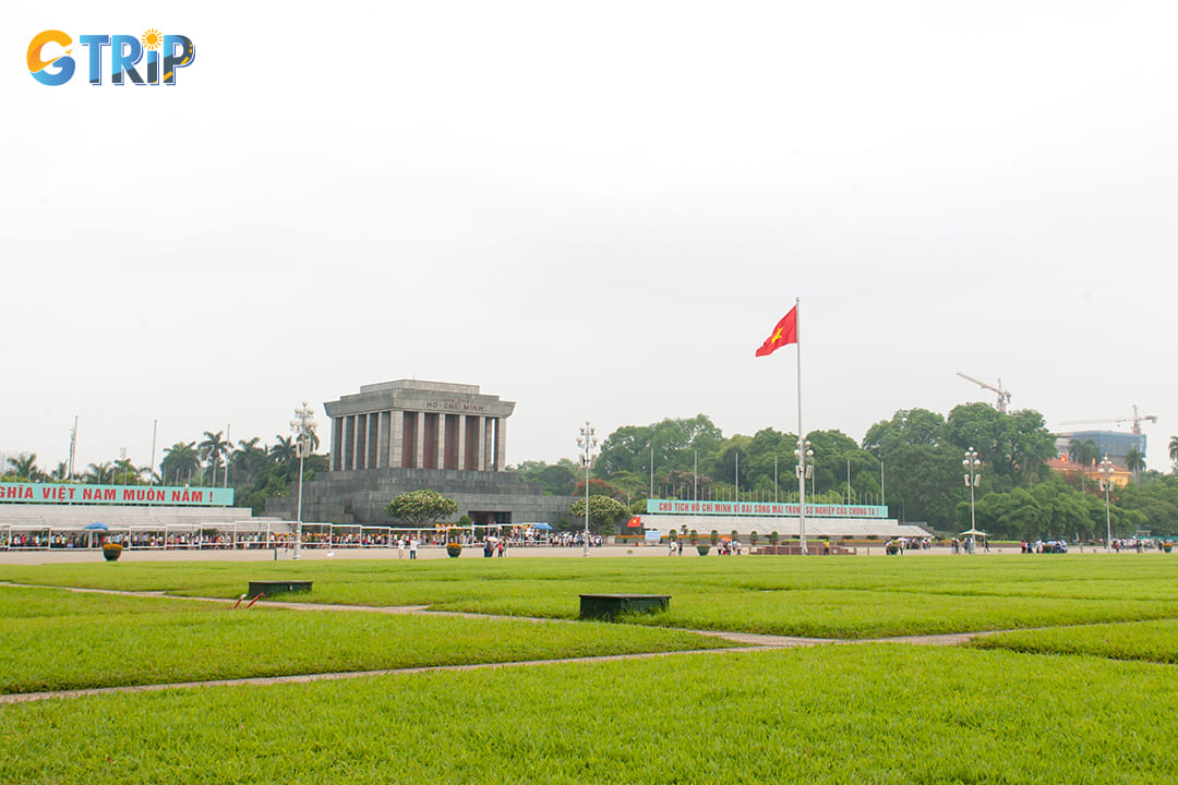 At the northern end of the square stands the Ho Chi Minh Mausoleum
