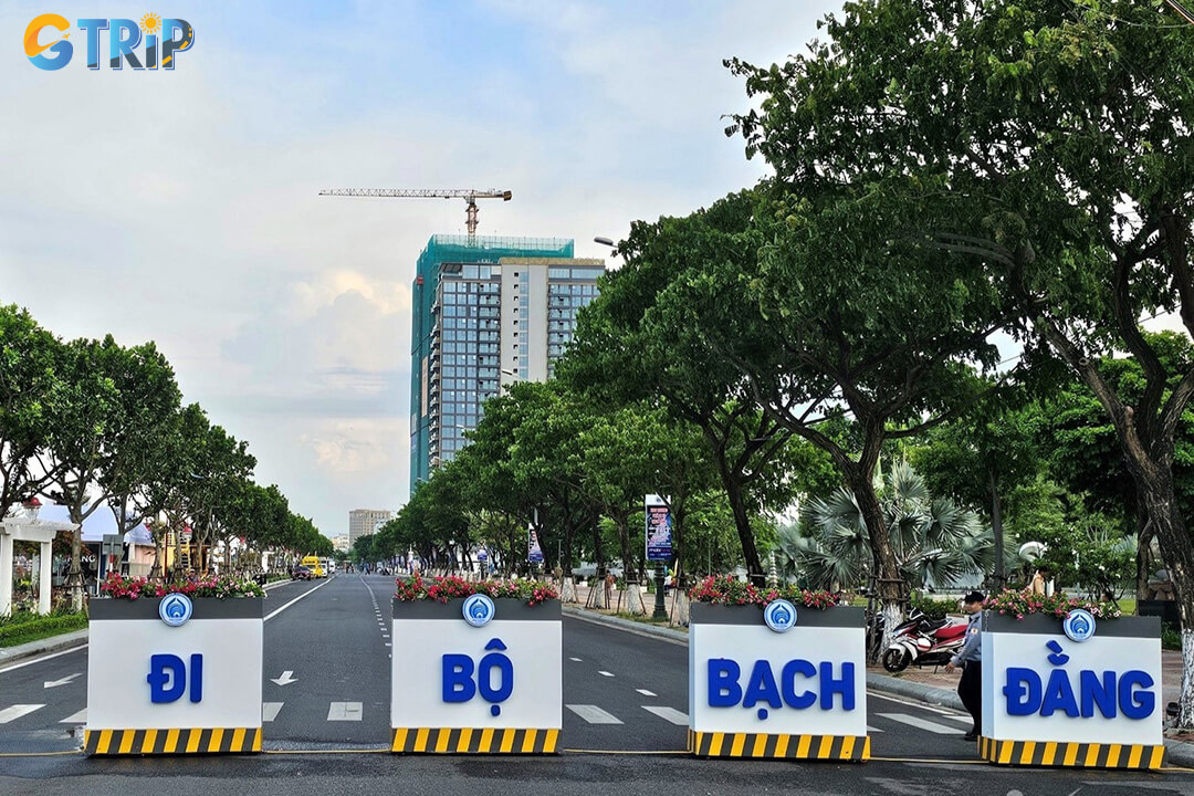Bach Dang Walking Street transforms from a peaceful daytime path into a vibrant nightlife hub filled with food and glittering city views