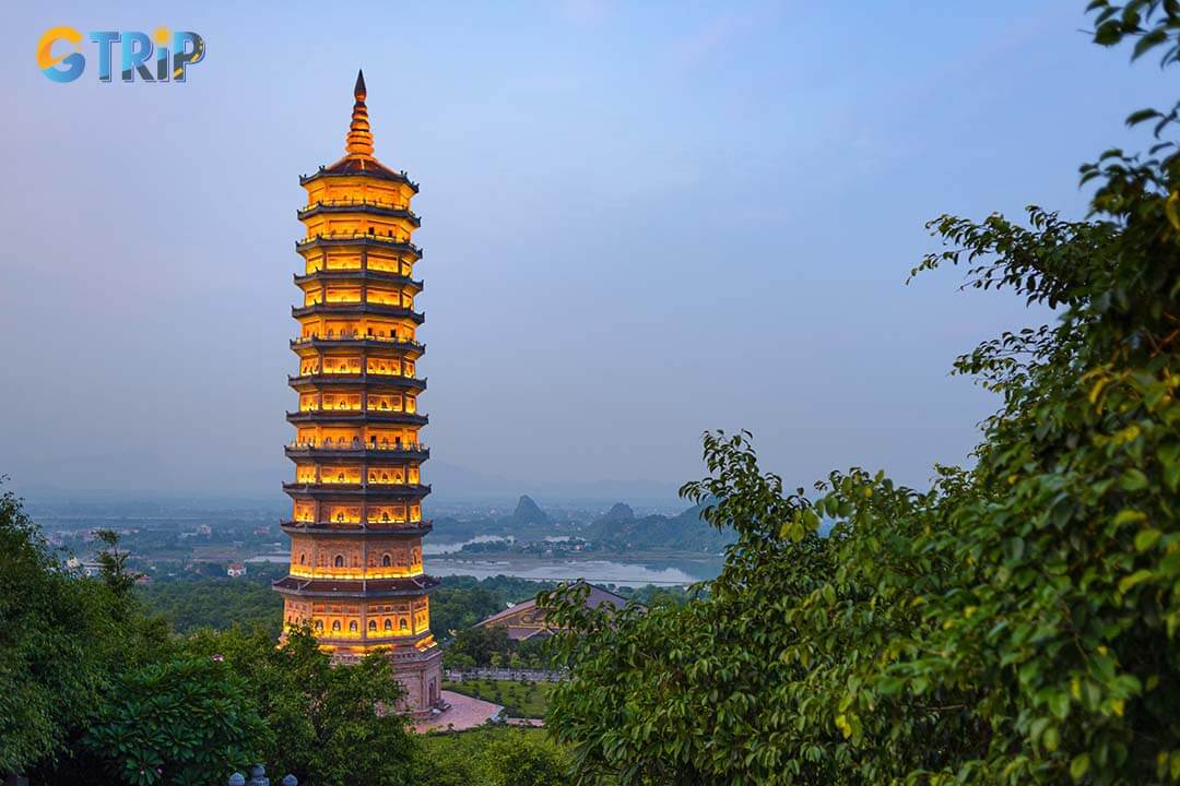 Bai Dinh Pagoda at twilight