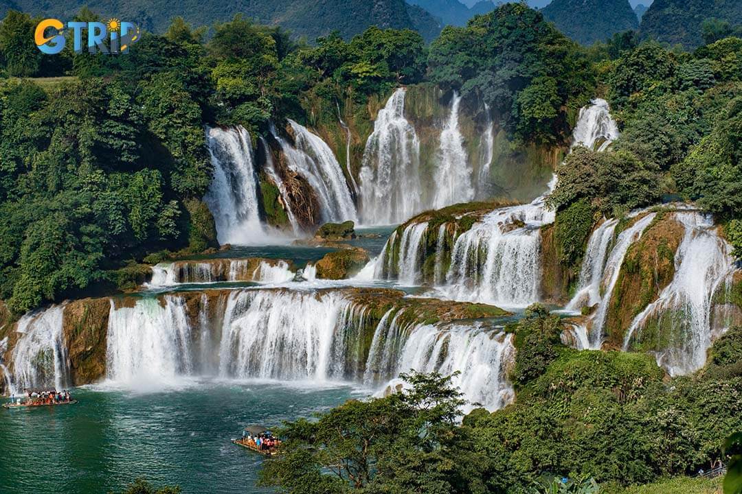 Ban Gioc Waterfall captivates with its majestic cascades, rich cultural heritage, and stunning karst landscapes along the Vietnam-China border
