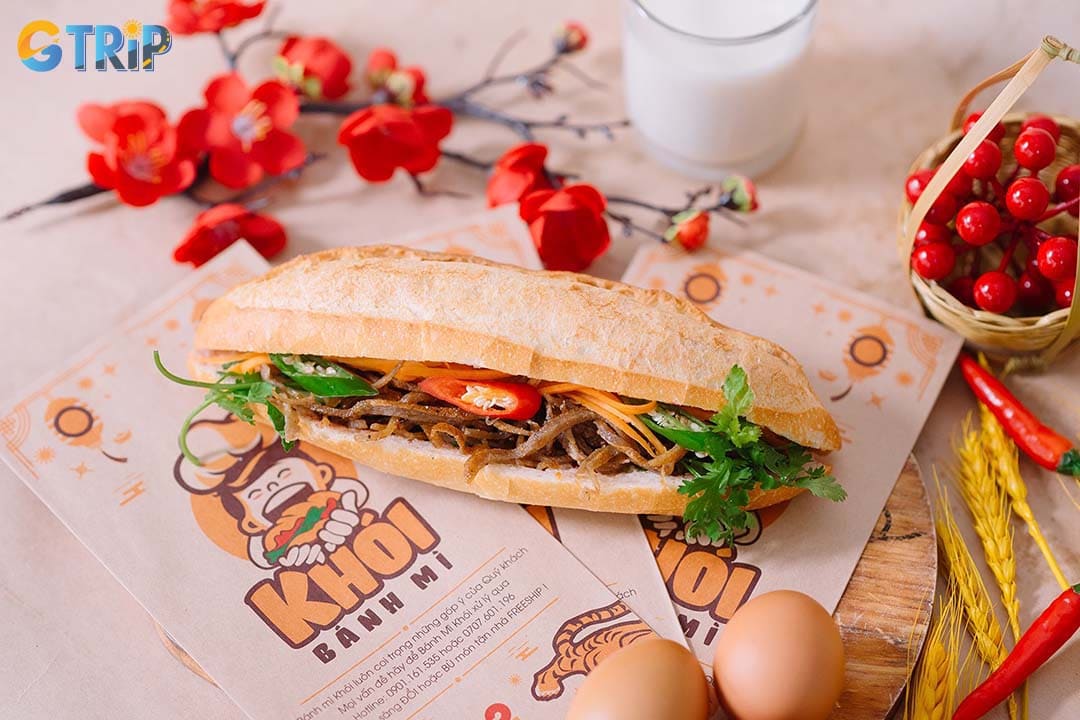 Banh Mi Khoi in Da Nang uses a distinctive oval-shaped bread roll baked until evenly golden brown