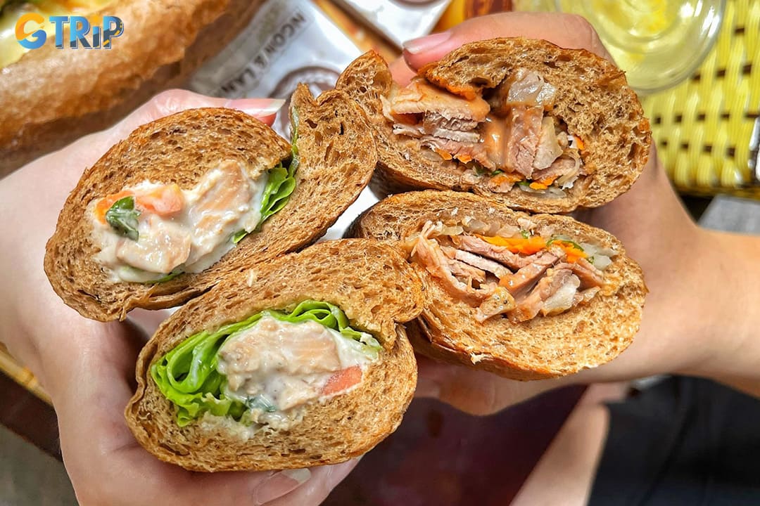 Banh mi Pho stands out with its crispy golden-brown crust and generous fillings