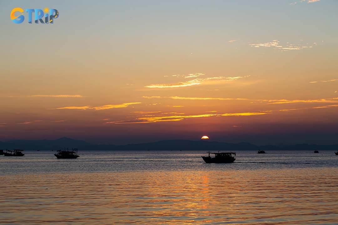 Beautiful sunset in Van Chay Beach