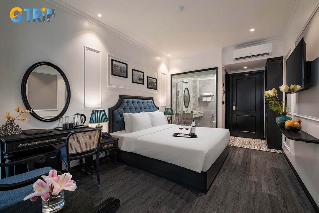 Bedrooms are equipped with air conditioning at Ha Long Essence Boutique Hotel