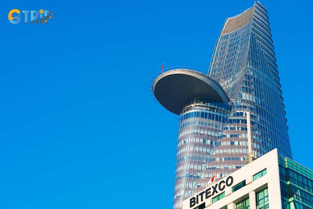 Bitexco Tower is an iconic lotus-shaped skyscraper that is clearly visible from Mong Bridge