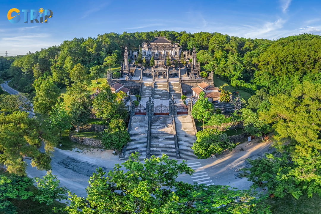 Built for Emperor Khai Dinh, this mausoleum is renowned for its fusion of Eastern and Western architectural influences