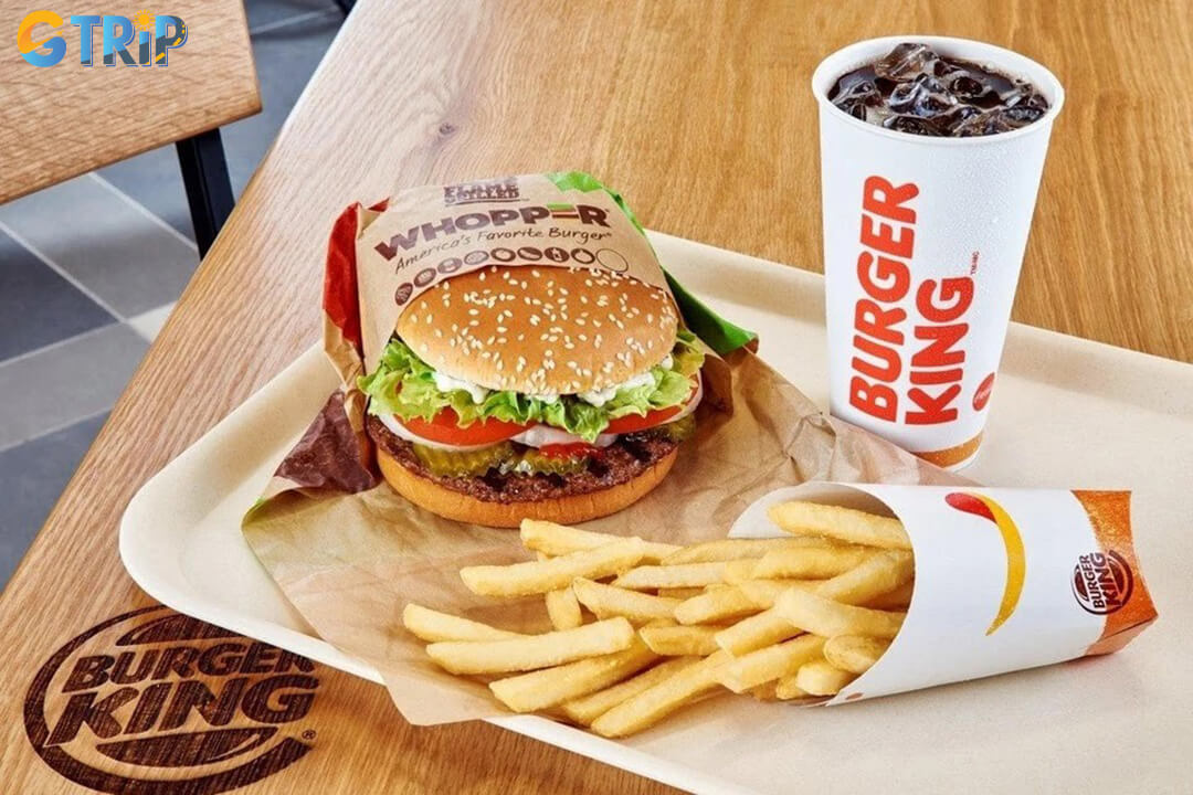 Burger King in Hanoi serves its signature flame-grilled whopper and other American favorites with local twists