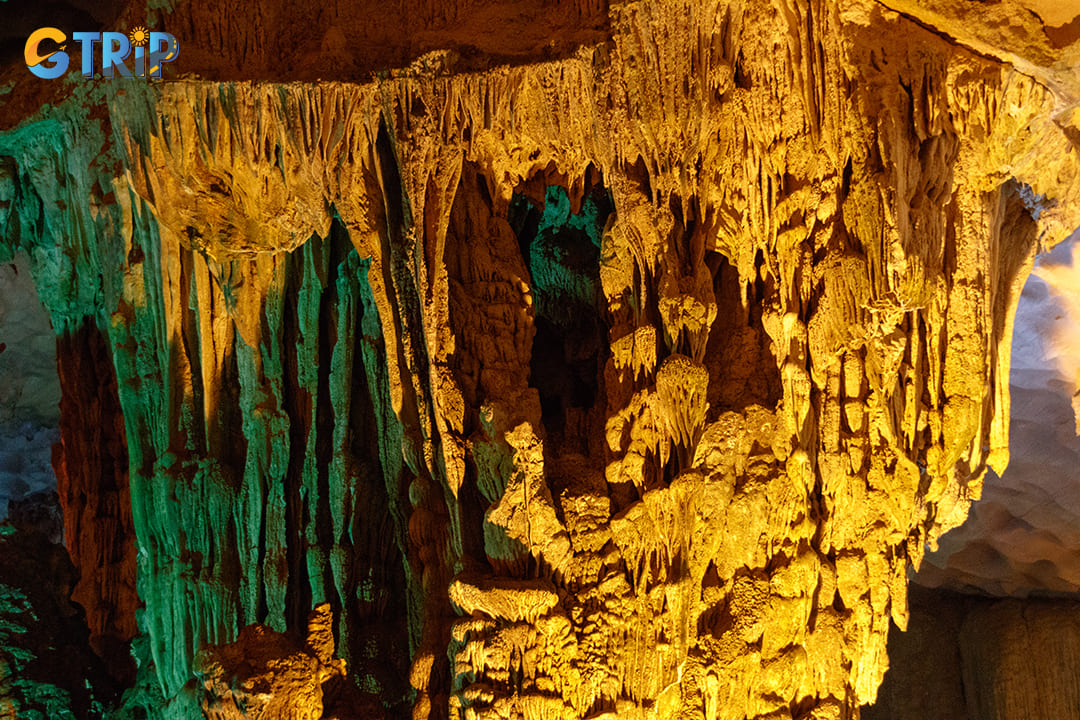 Colorful displays of rock formations in Dau Go Cave