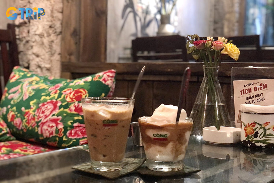 Cong Caphe is one of Hanoi’s most recognizable coffee chains, famous for its bold blend of nostalgia and modern flair