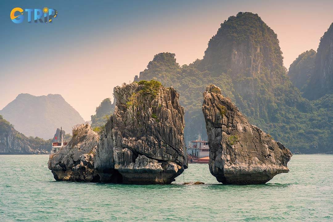 Fighting Cock Islets are iconic limestone formations in Ha Long Bay, resembling two roosters locked in battle