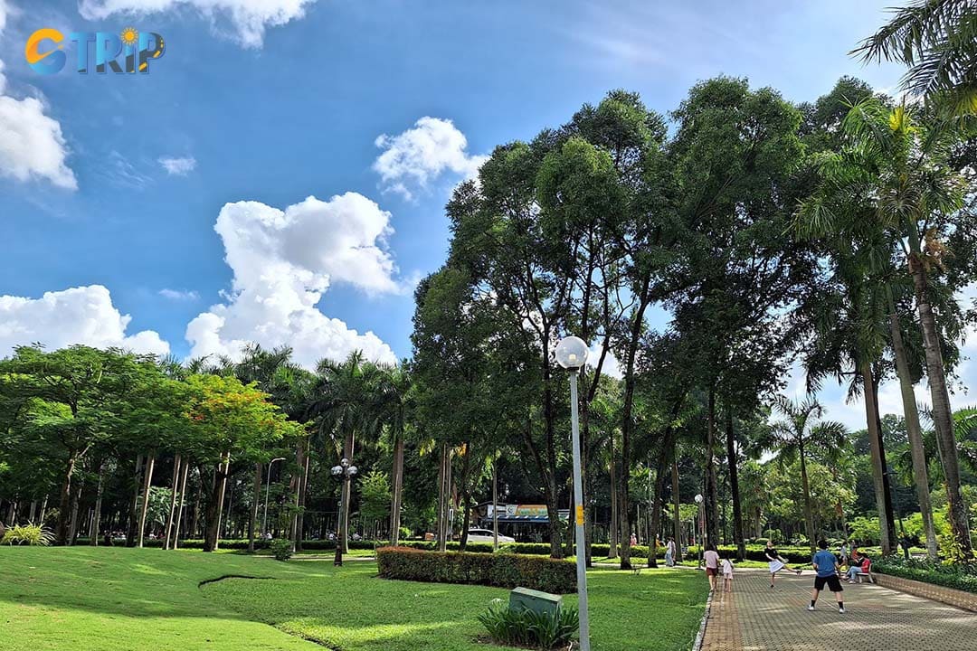 Gia Dinh Park offers vast green lawns, multiple jogging paths, and dedicated areas for various activities