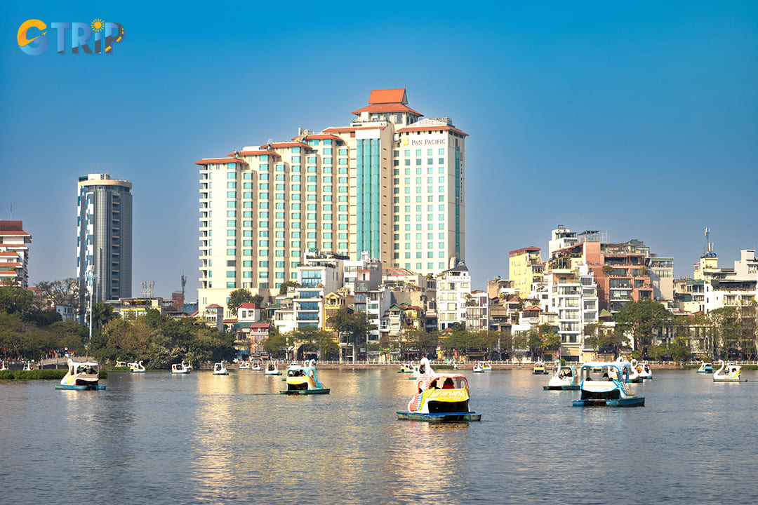 Gliding across Truc Bach Lake aboard a charming swan-shaped pedal boat offers a uniquely Vietnamese experience