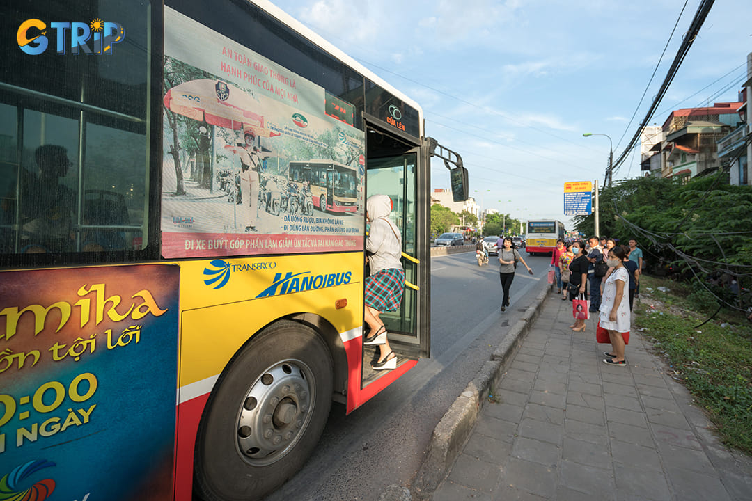 Hanoi's public bus system offers an economical way to reach the French Quarter