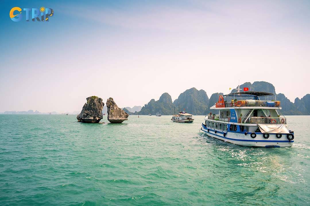 To visit Fighting Cock Islets, travel to Ha Long Bay from Hanoi and choose a cruise from Tuan Chau or Gia Luan Harbor