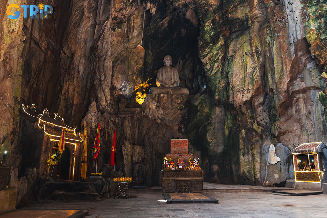 Huyen Khong Cave sits atop Thuy Son, the largest Marble Mountain in Da Nang, offering a scenic and spiritual highlight within the Marble Mountains complex