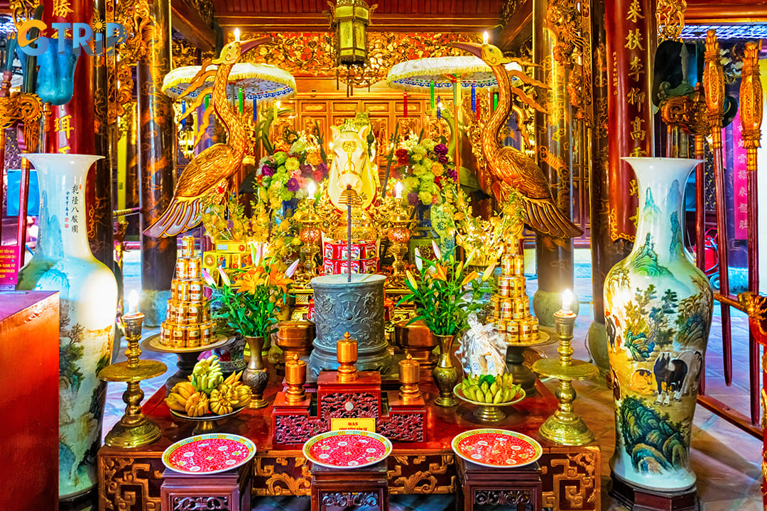 Inside the Bach Ma Temple in Hanoi