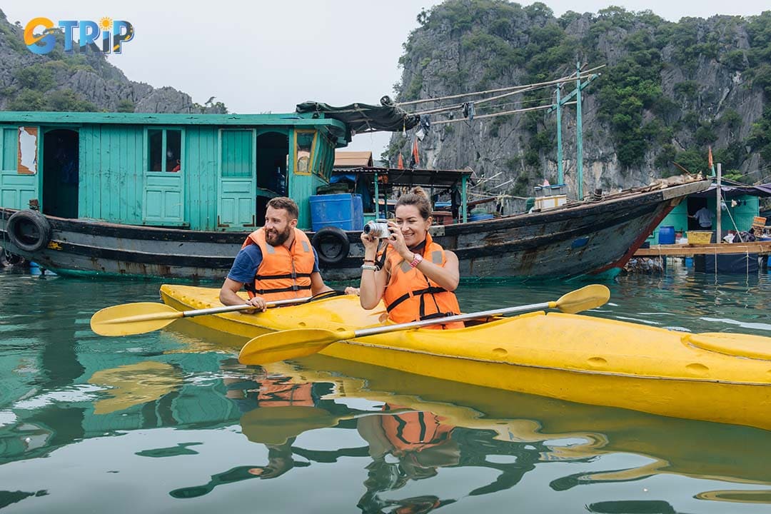 Kayak through Cua Van’s tranquil waterways, hidden lagoons, and limestone cliffs, enjoying the peaceful surroundings and marine life