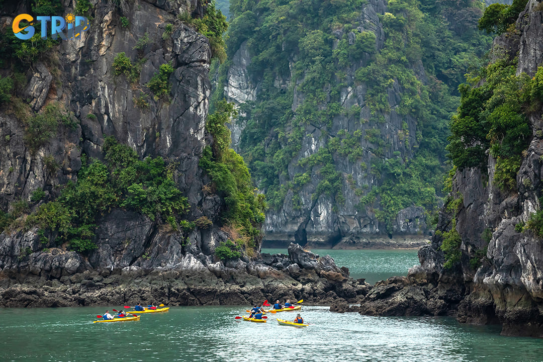 Kayaking in Ha Long Bay is the best way to explore the hidden caves and remote corners of the bay