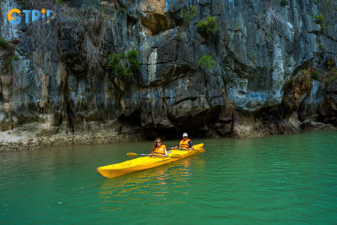 Kayaking is a must-try activity that allows you to paddle through Ha Long Bay’s calm waters