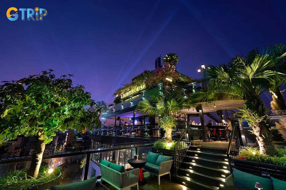 Lighthouse Sky Bar offers a captivating escape with panoramic views of Hoan Kiem Lake and the city's evolving skyline