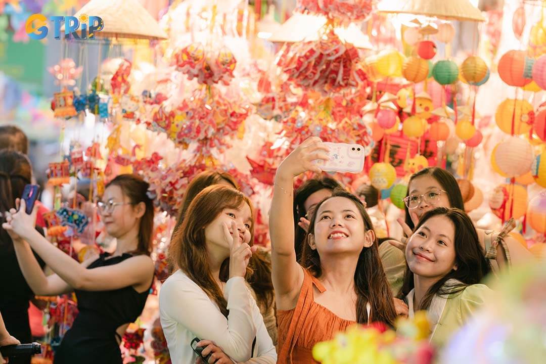 Luong Nhu Hoc Street lights up with dazzling lantern displays in the weeks before Mid-Autumn Festival, offering a magical