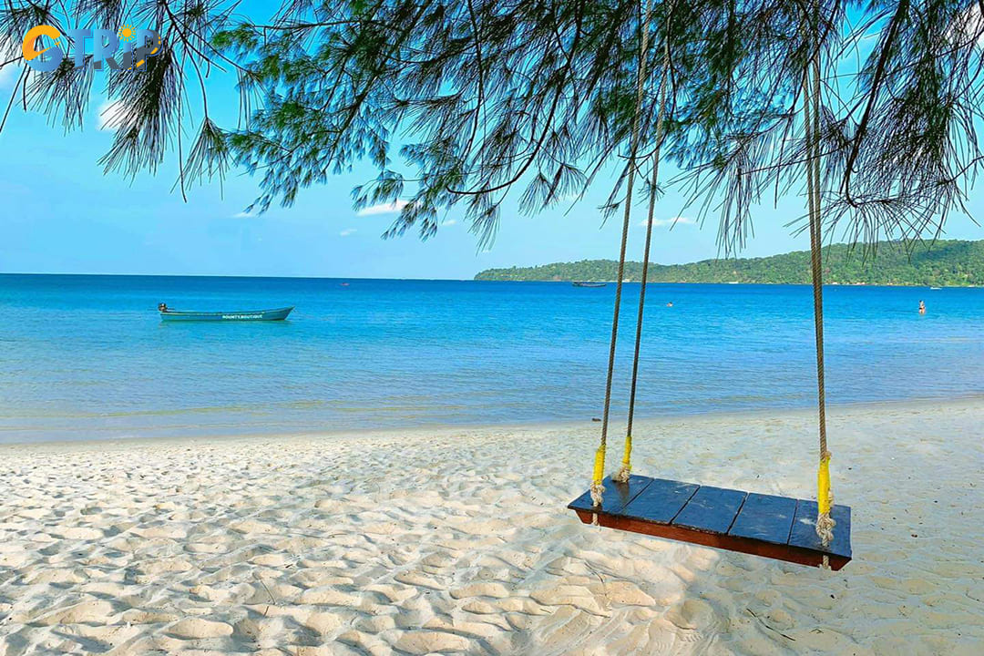 Minh Chau Beach draws people with its strikingly white, soft sand and calm blue waters