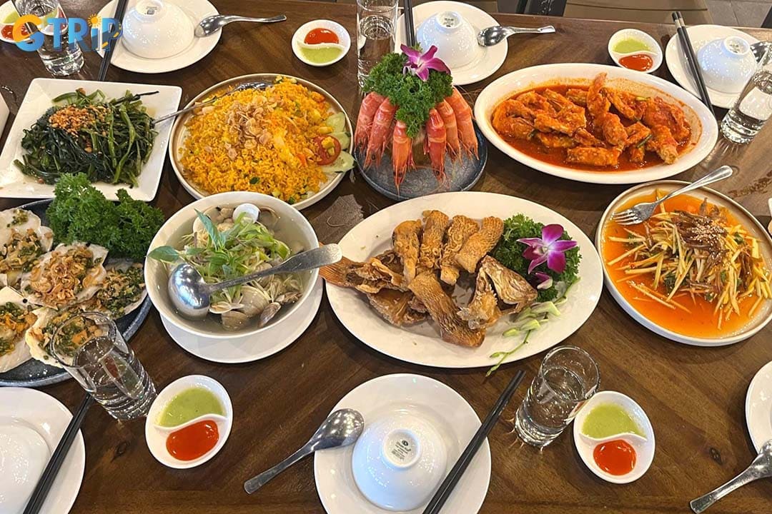 Muoi Bien Seafood Restaurant is a beachfront seafood restaurant offering fresh live seafood, grilled specialties, and multiple cooking styles