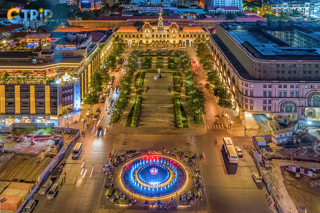 Nguyen Hue Walking Street is a vibrant pedestrian boulevard stretching from the Saigon River to Ho Chi Minh City Hall