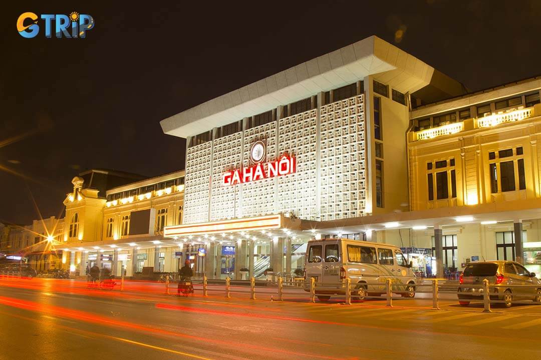 Night view of the Hanoi Old Quarter railway station