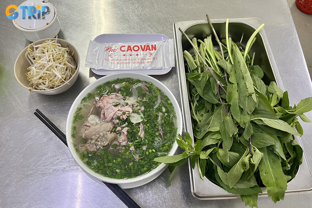 Pho Cao Van, a vintage Northern-style pho shop run for over 60 years, is known for its delicate, clear broth and tender, thinly sliced beef