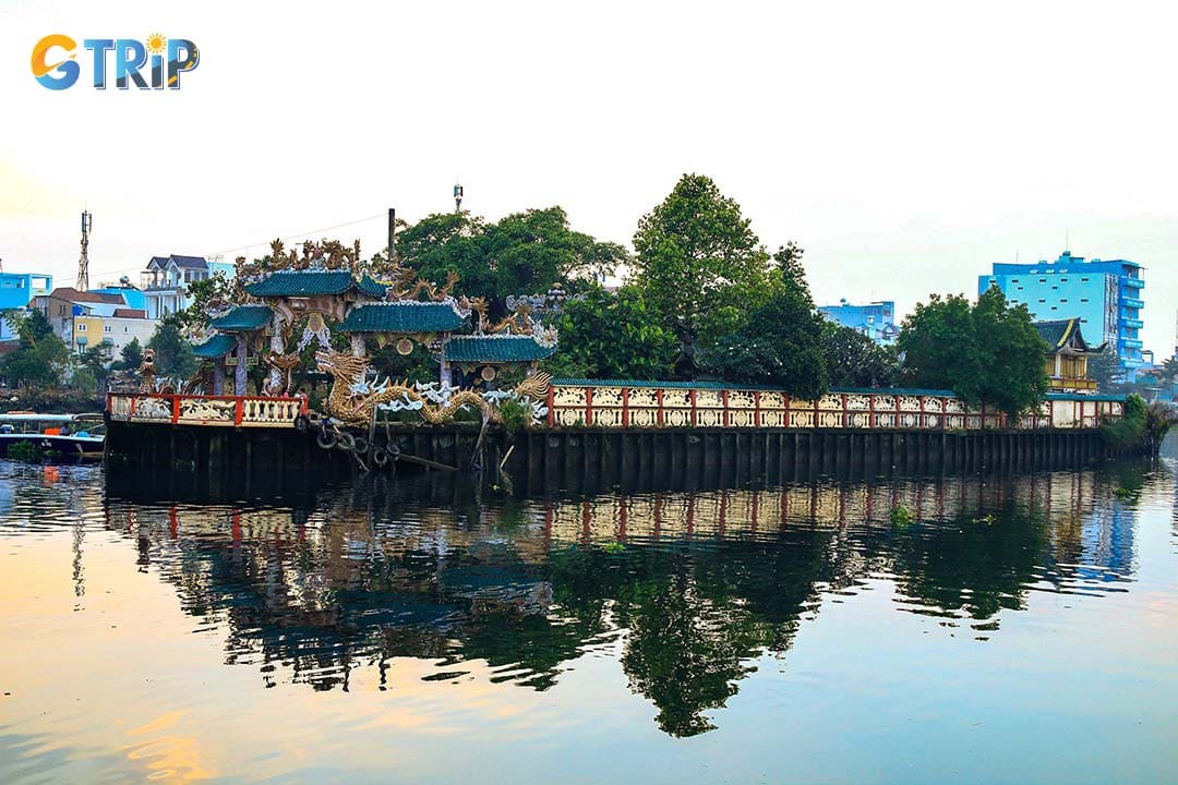 Phu Chau Floating Temple (Mieu Noi) sits on a tiny island in the Vam Thuat River and can only be reached by a short boat ride