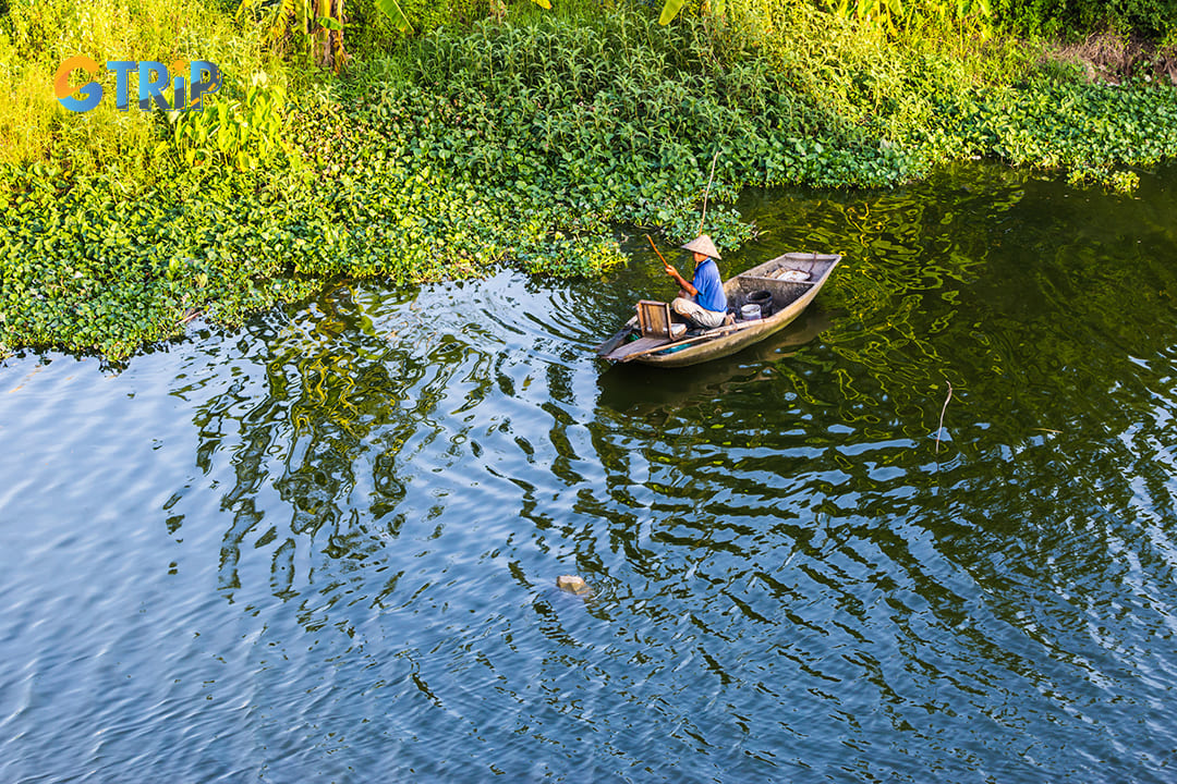 There are many types of fish living in the lake in Van Long