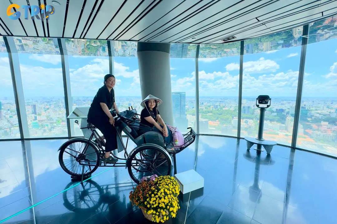 Saigon Skydeck offers a stunning 360-degree panoramic view through floor-to-ceiling glass, letting visitors spot iconic landmarks and trace the Saigon River