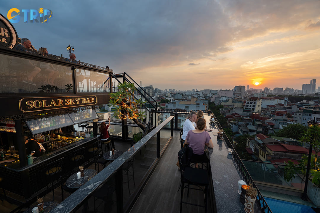 Solar Sky Bar offers one of the most breathtaking panoramic views of Hanoi's historic Old Quarter